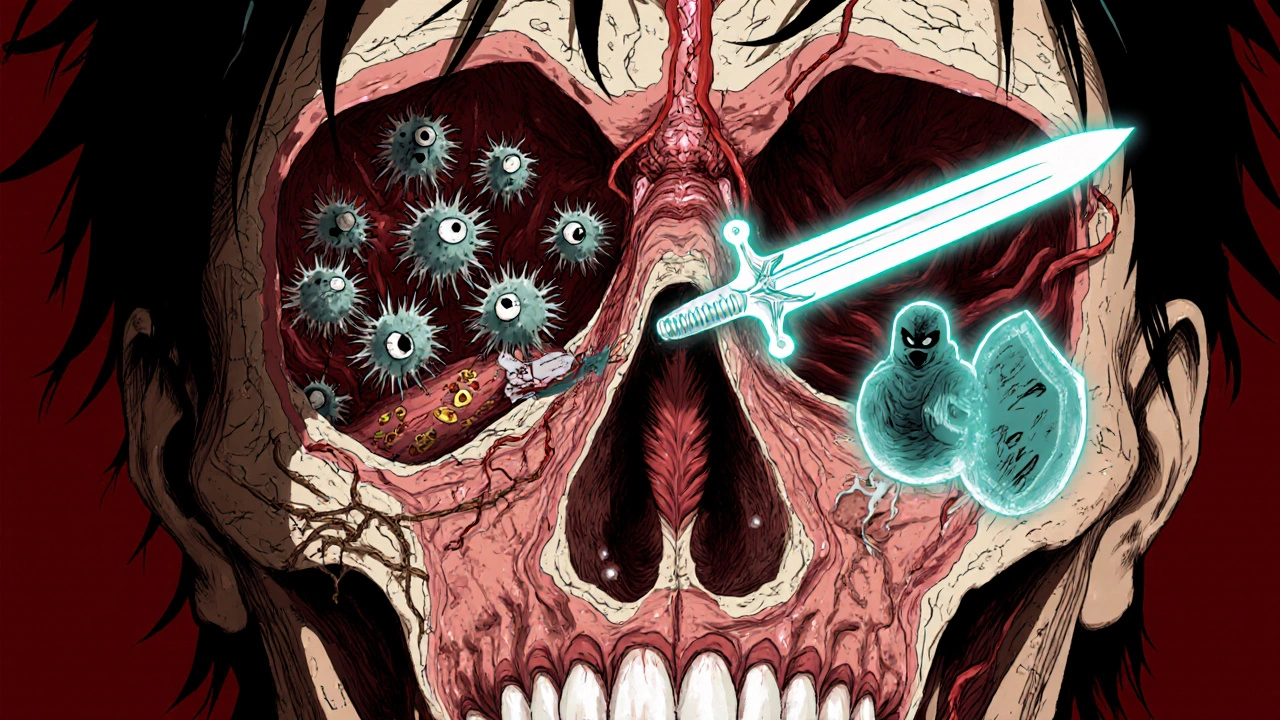 Bactéries nasales attaquées par amoxicilline et clavulanate dans les sinus humains.