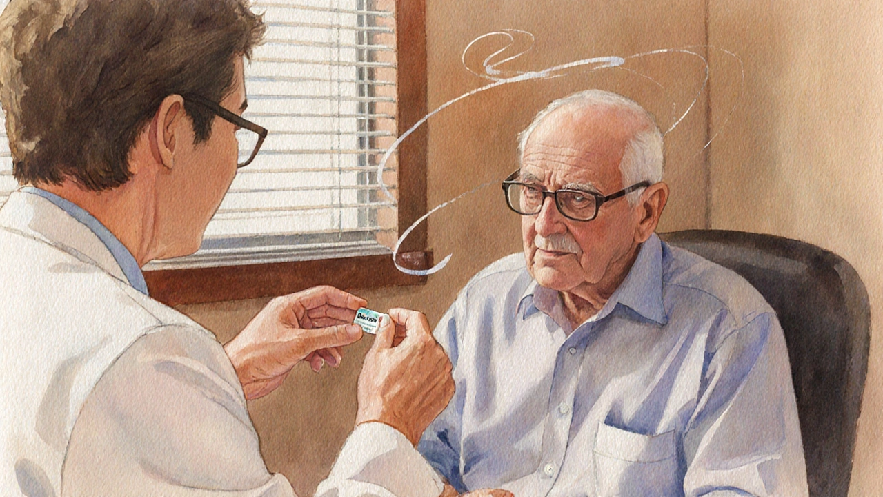Médecin conseillant un patient âgé sur le choix du traitement.