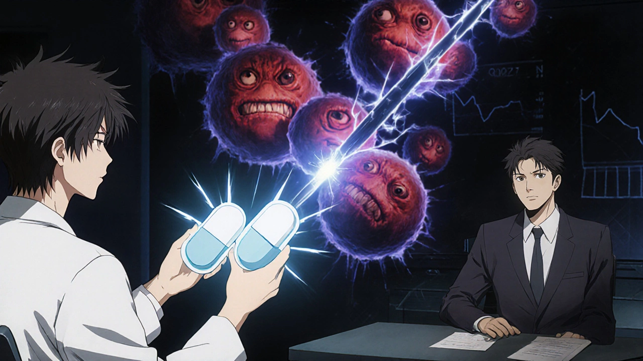 Scène d’un médecin avec un patient montrant la réduction du LDL grâce à la combinaison de zetia et statine, Junji Ito.