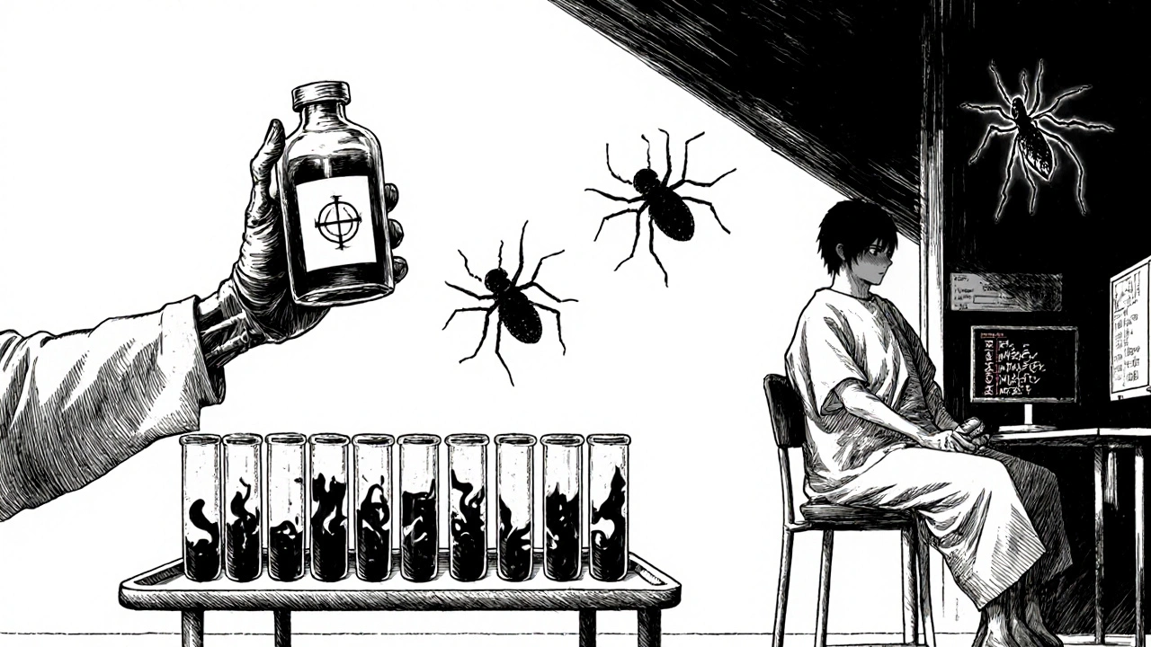 Scène de laboratoire montrant comparaison ticlopidine vs aspirine, style manga horreur.