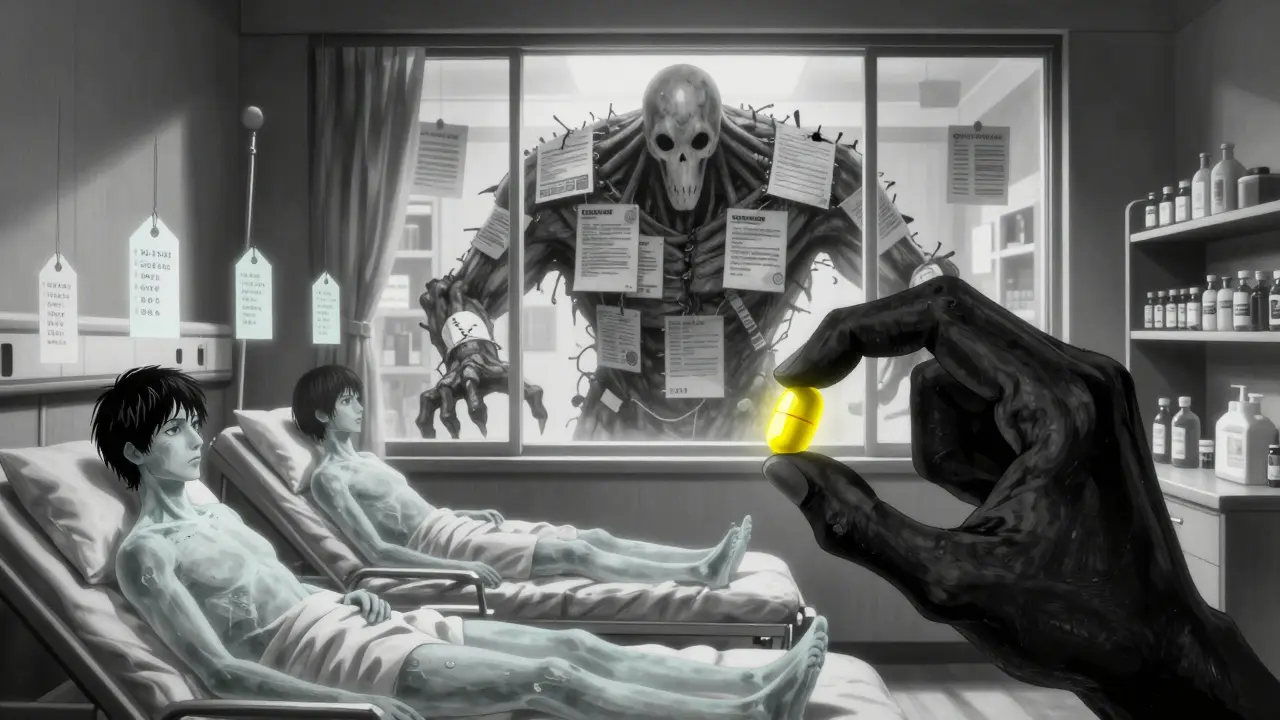 Des patients rationnent leurs médicaments sous l'ombre d'une corporation composée de contrats et de factures.