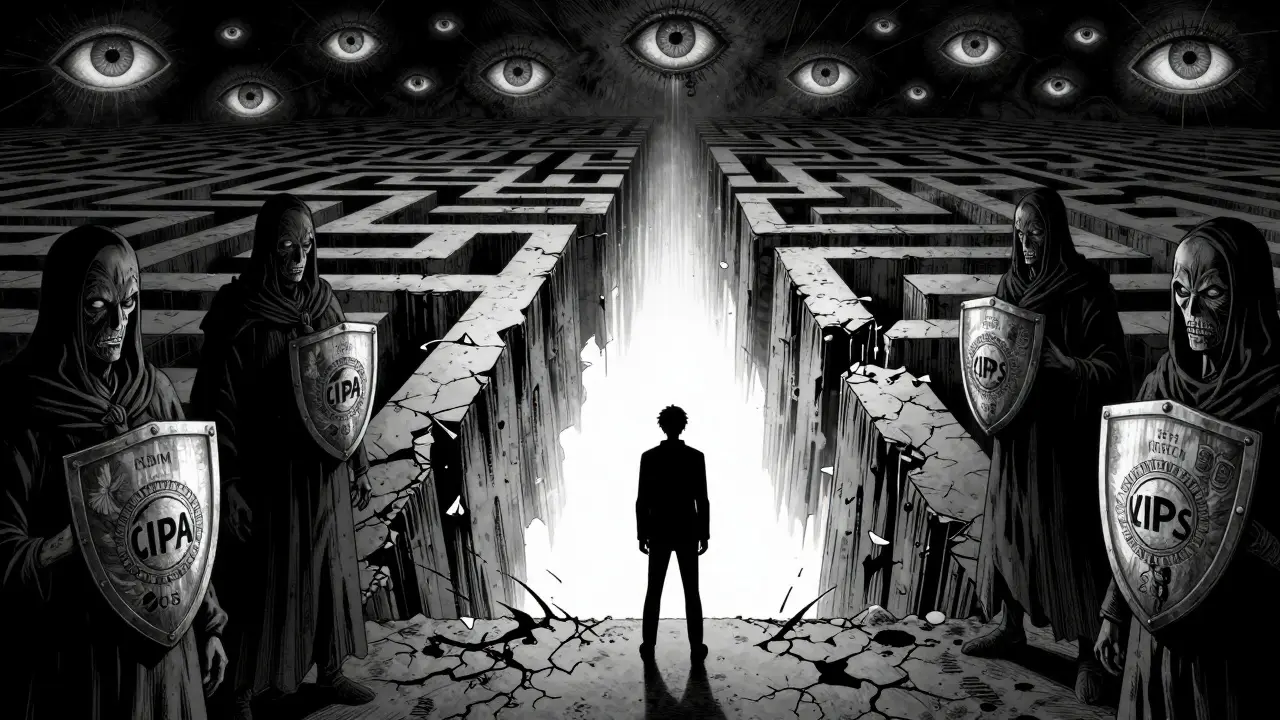 Choix entre pharmacies sûres et arnaques dans un labyrinthe sombre