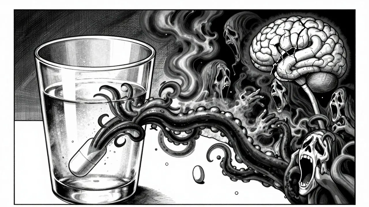 Pilule se transformant en monstres de fumée nocebo