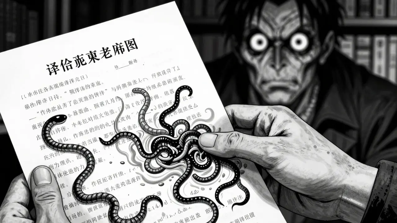 Main tenant un document médical dont le texte devient des serpents